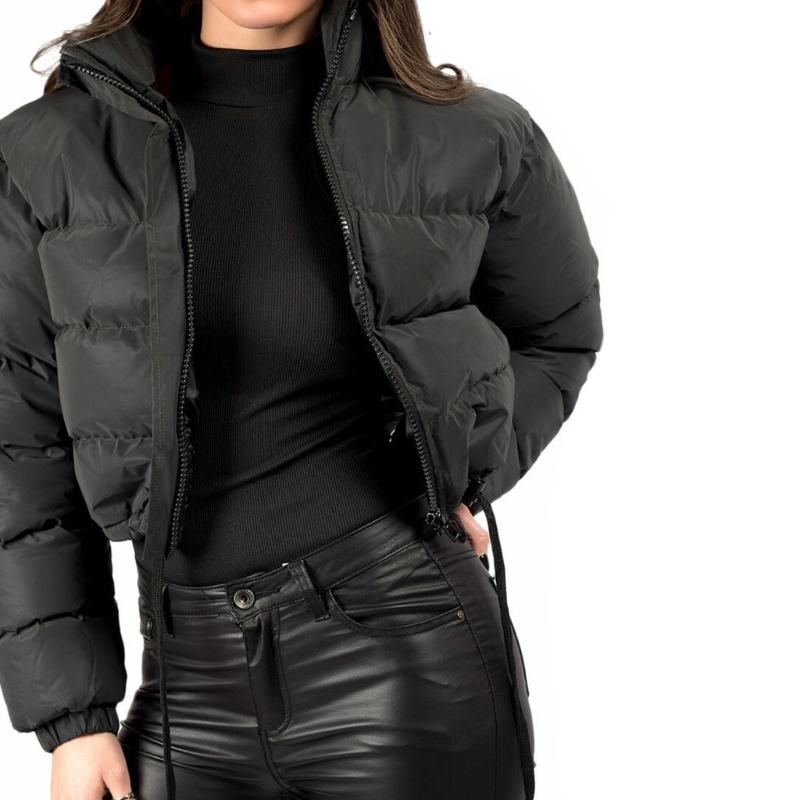 Áo Khoác Phao Dày Cổ Đứng Dáng Ngắn Thời Trang Mùa Đông