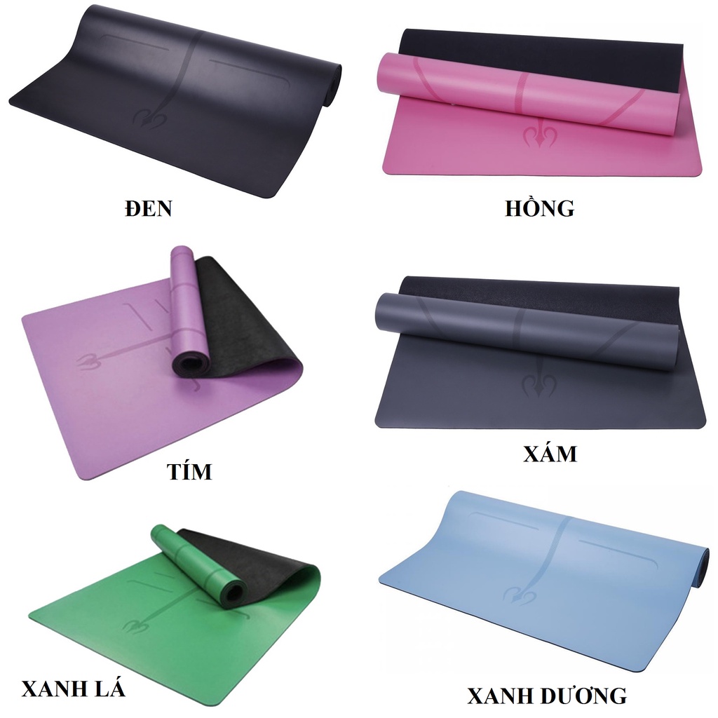 Thảm Tập Yoga Định Tuyến 5mm PU nặng 3kg( chống trơn trượt) Cao Cấp - Tặng kèm túi đựng xịn