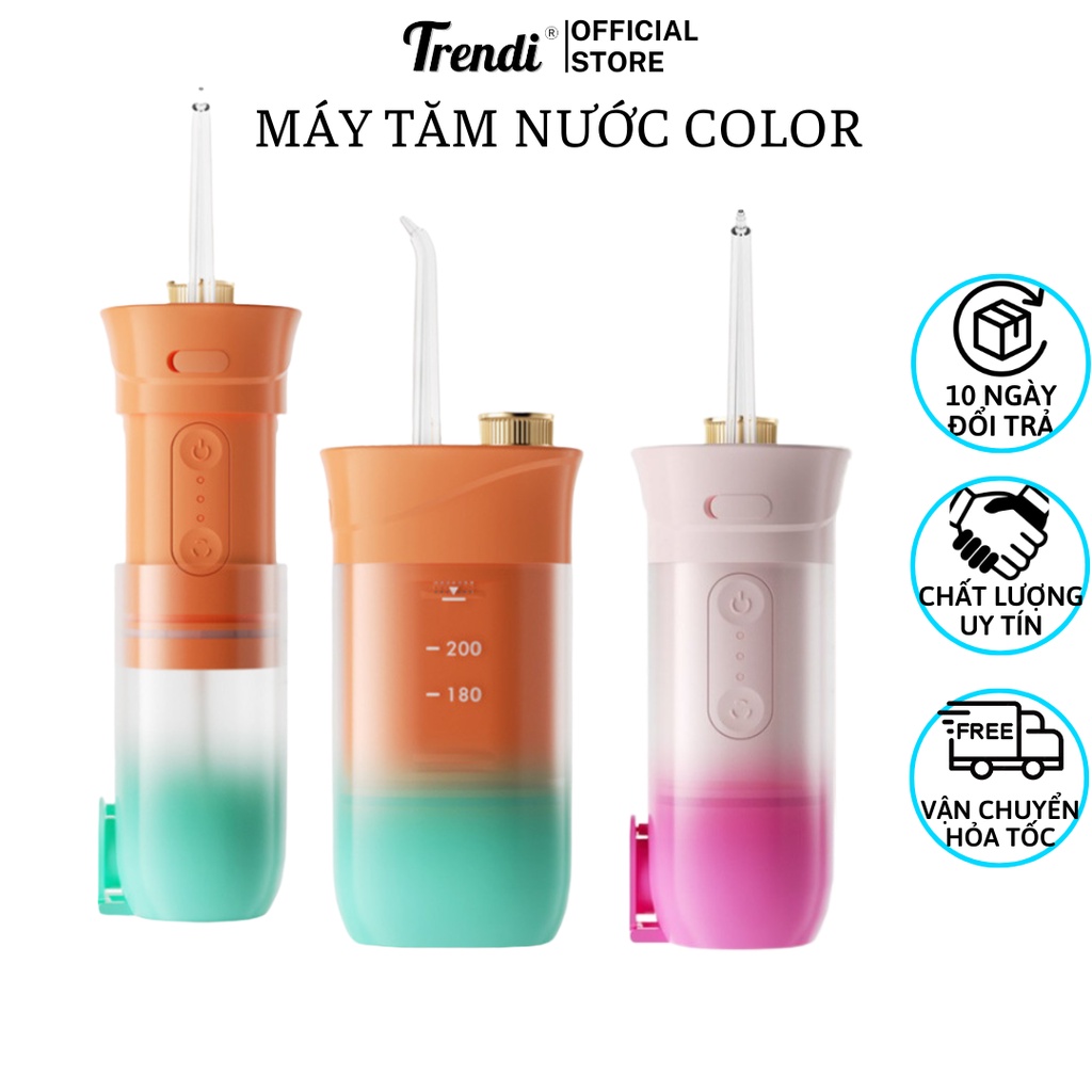 Tăm Nước Vệ Sinh Răng Miệng Niềng Răng 4 Đầu Phun - Gấp Gọn Tiện Lợi bỏ túi đi làm du lịch - Dung Tích 200mL