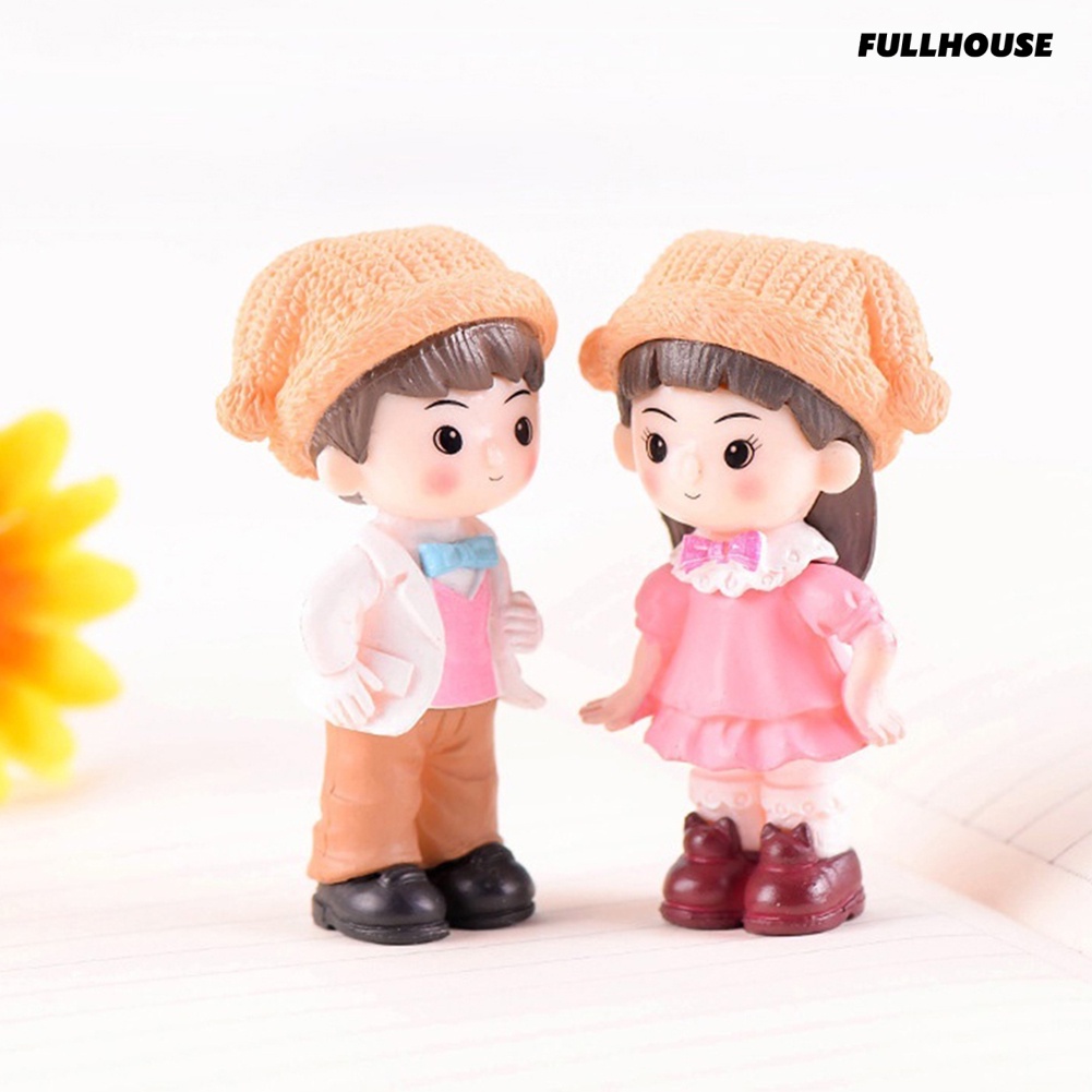 ✿Set 2 Tượng Bé Trai Bé Gái Mini Dễ Thương Dùng Để Trang Trí