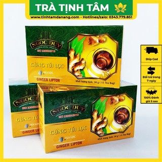 Trà gừng túi lọc Ngọc Duy hộp 30gr 15 túi lọc Tịnh Tâm mật ong tươi Hàn Quốc đường đỏ hòa tan