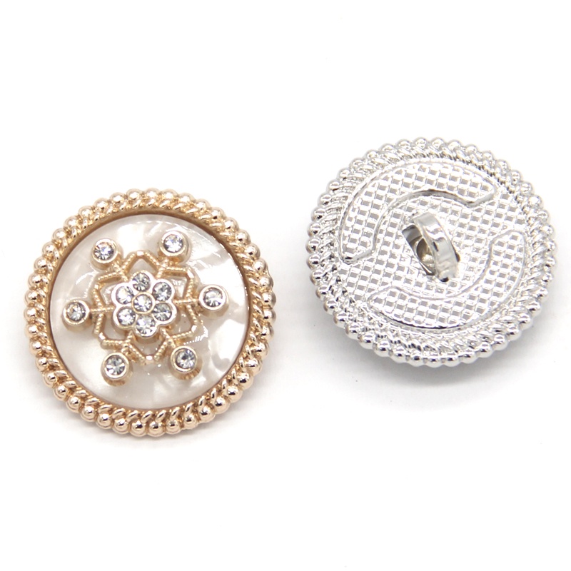 Bộ 5 Nút Áo Khoác Hình Hoa Tuyết Đính Đá Sang Trọng 18 / 20 / 23 / 25mm