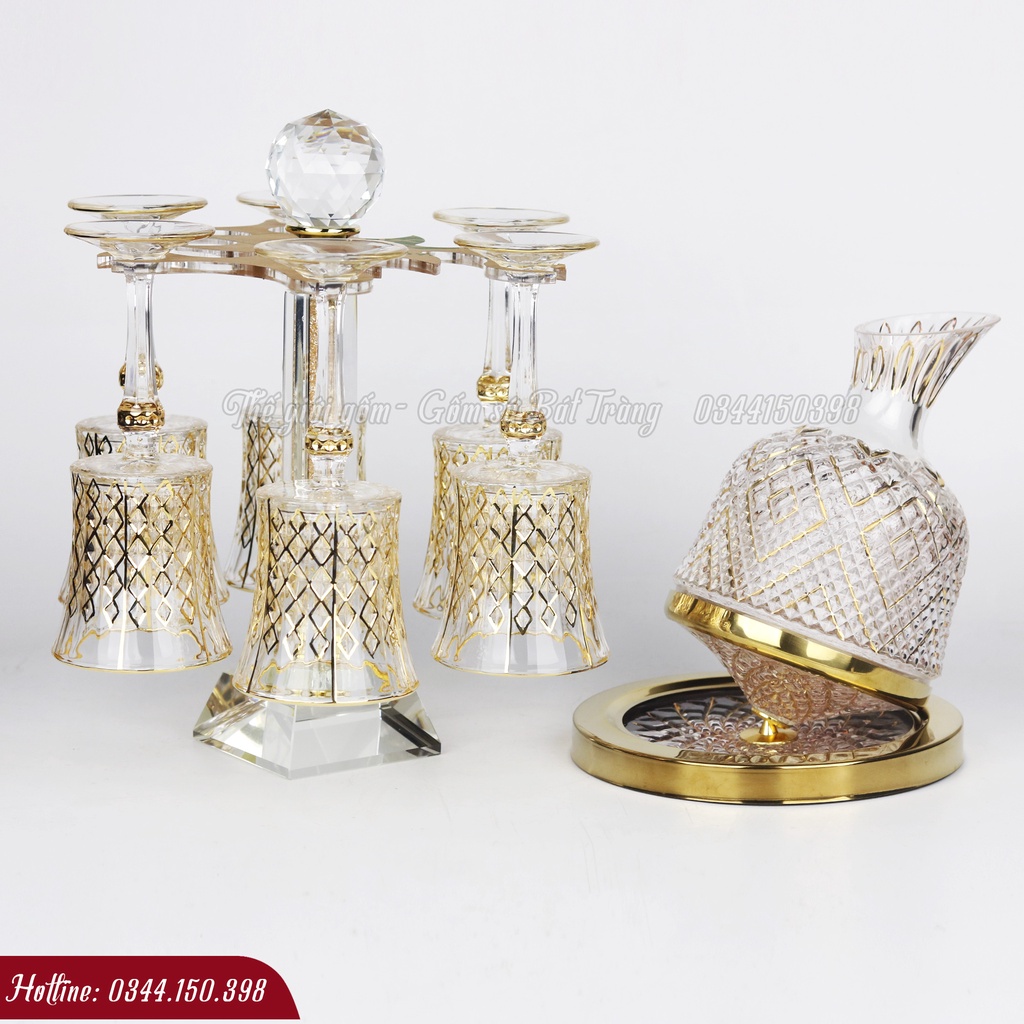 Giá treo ly rượu vang, lắc rượu, chiết rượu, ly rượu thủy tinh cao cấp