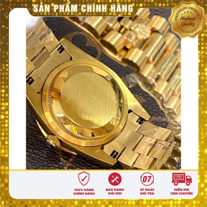 Đồng hồ nam Rolex Day-date 36mm máy cơ Nhật cao cấp, mặt tròn đính đá, dây thép không gỉ
