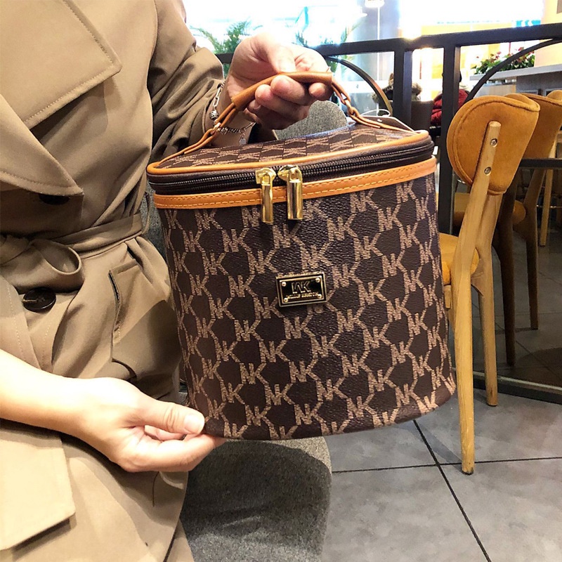 Túi Đựng Mỹ Phẩm Da PU Hình Trụ Cỡ Lớn Chống Thấm Nước