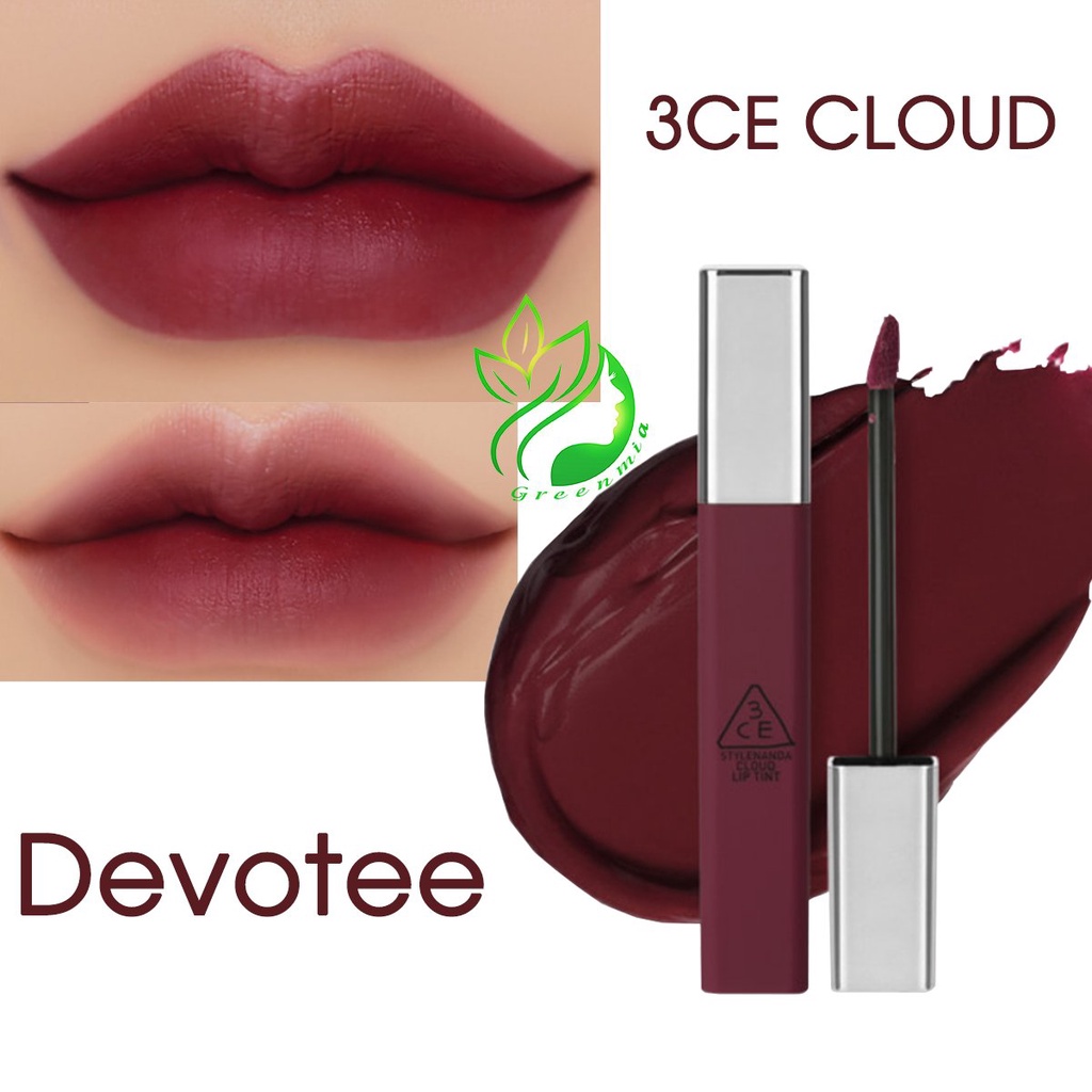 Son 3CE Kem Lì Cloud Lip Tint Devotee Bền Màu Lâu Trôi DATE MỚI CHÍNH HÃNG CHECK HIDDEN TAG