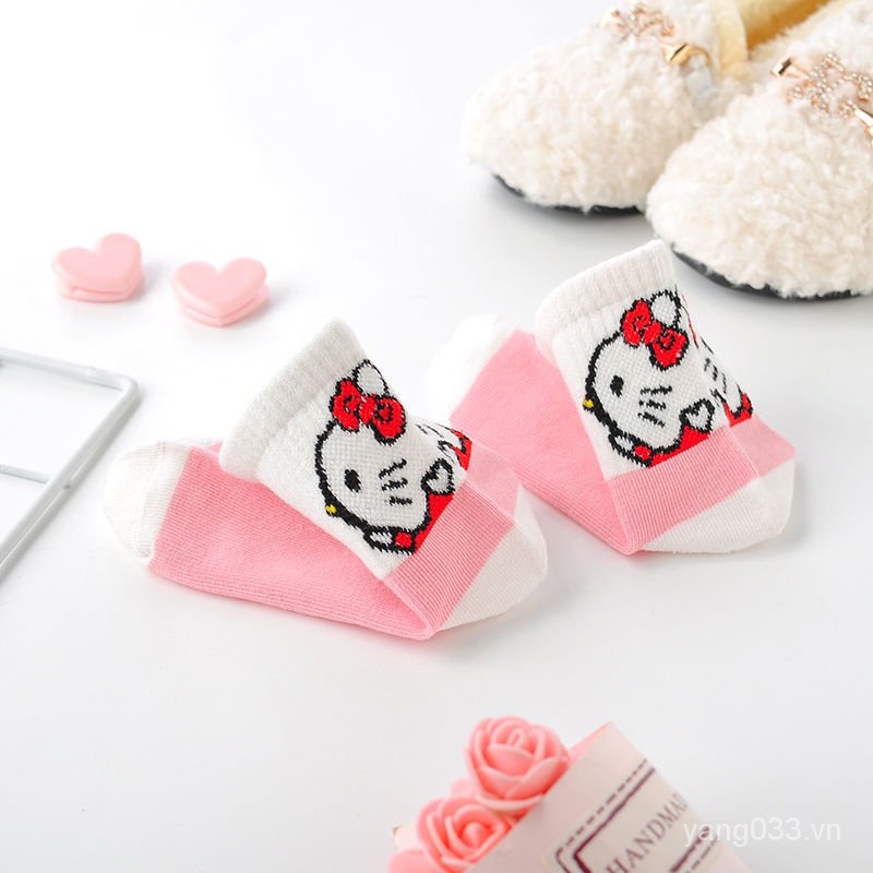 Vớ Cotton Thu Đông In Họa Tiết Mèo Hello Kitty Dễ Thương Kích Thước Vừa 12 / 9cc Cho Bé Gái
