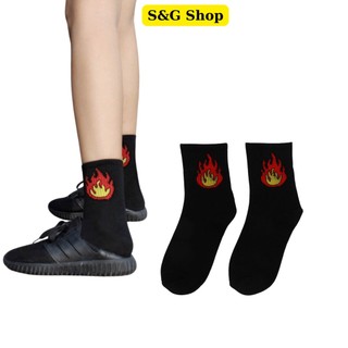 Tất nam đóm lửa , vớ cotton màu đen cổ ngắn mang giày thể thao