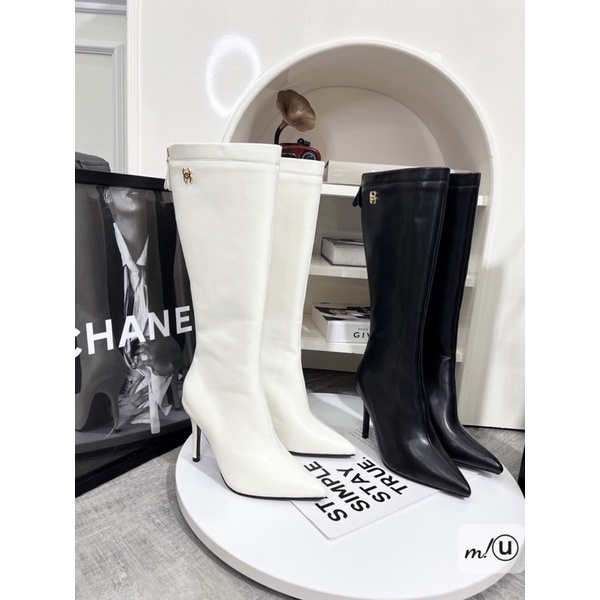 (hình thật-ib check sz) Boot đùi da lỳ mũi nhọn gót nhọn siêu chất