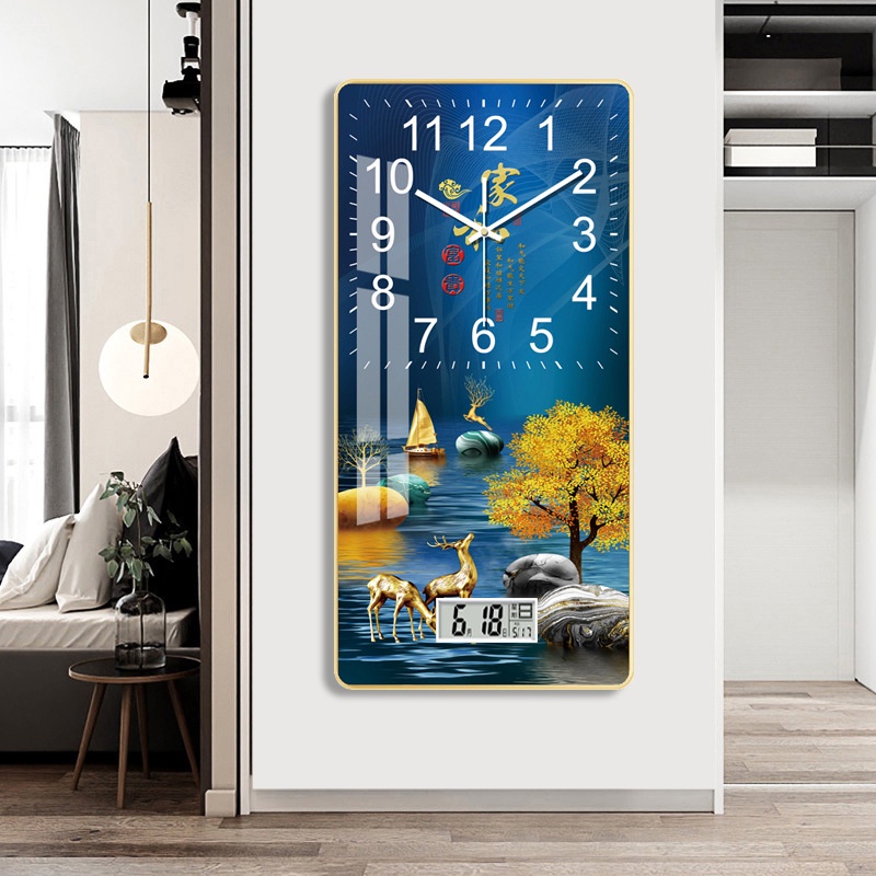 Tranh Treo Tường Đồng Hồ Tráng Gương 5D Hươu Tài Lộc , trang Trí Phòng Khách/ Decor Phòng Làm Việc/ Phòng Ngủ