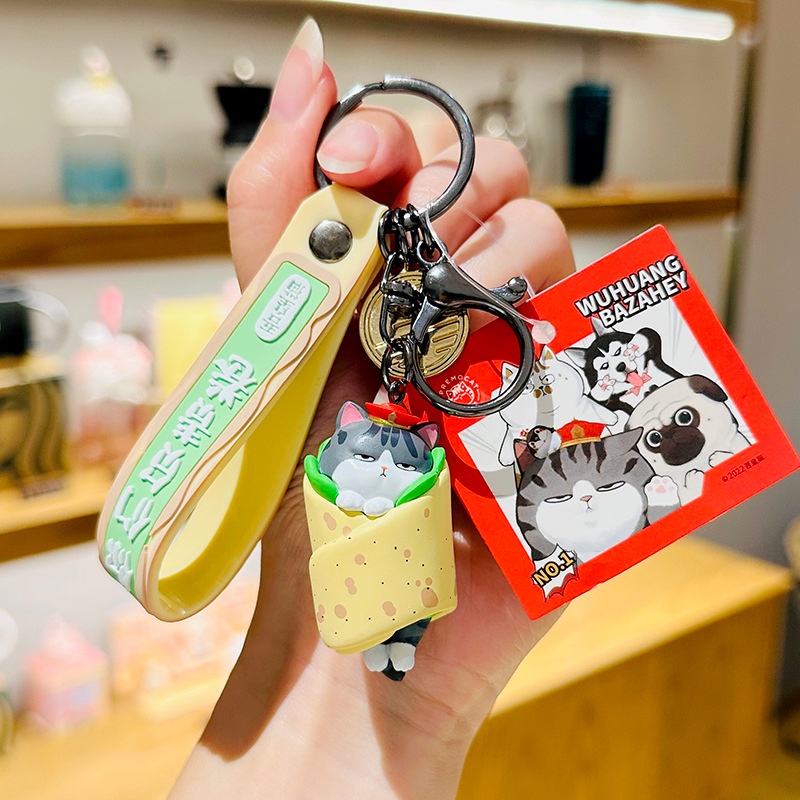 Móc Khóa Xe Hơi Hình Chó Mèo Hoạt Hình Dễ Thương