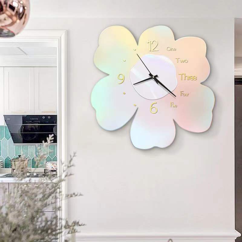 ❤Đồng Hồ Treo Tường Mặt Gương Acrylic Màu Sắc Hoa Nhài Phong Cách Bắc Âu