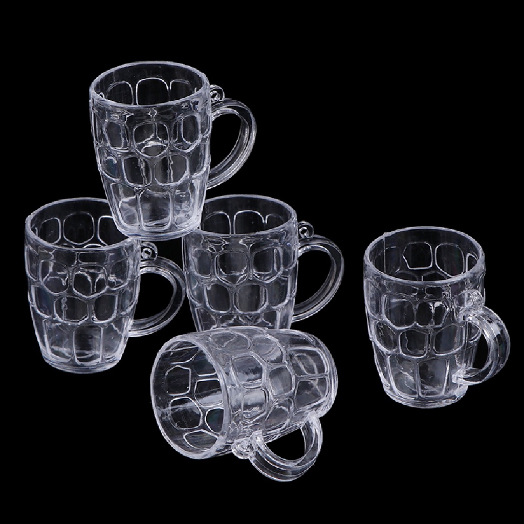 Set 5 Ly Rượu / Bia Bằng Nhựa Trong Suốt Tỉ Lệ 1: 12 Trang Trí Nhà Búp Bê