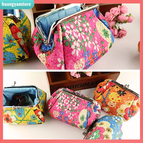 HY/ Ví đựng tiền cầm tay thêu hoa xinh xắn cho nữ