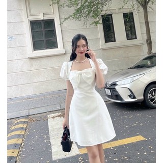 Đầm xốp nơ ngực 2 màu