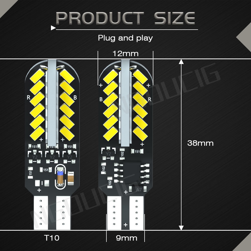 Bóng Đèn LED T10 W5W Nhiều Màu Sắc 12v Dành Cho Xe Hơi Xe Máy