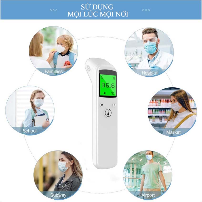 Nhiệt Kế Điện Tử Hồng Ngoại Cảm Ứng 2 Trong 1 Đo Trán Đo Tai Độ Chính Xác Cao Tránh Tiếp Xúc Lây Nhiễm Chéo Đo Nhanh
