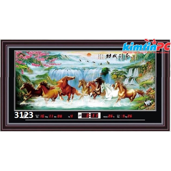 Lịch vạn niên điện tử – Tranh cảnh  – Đồng hồ - Khổ 55x100cm