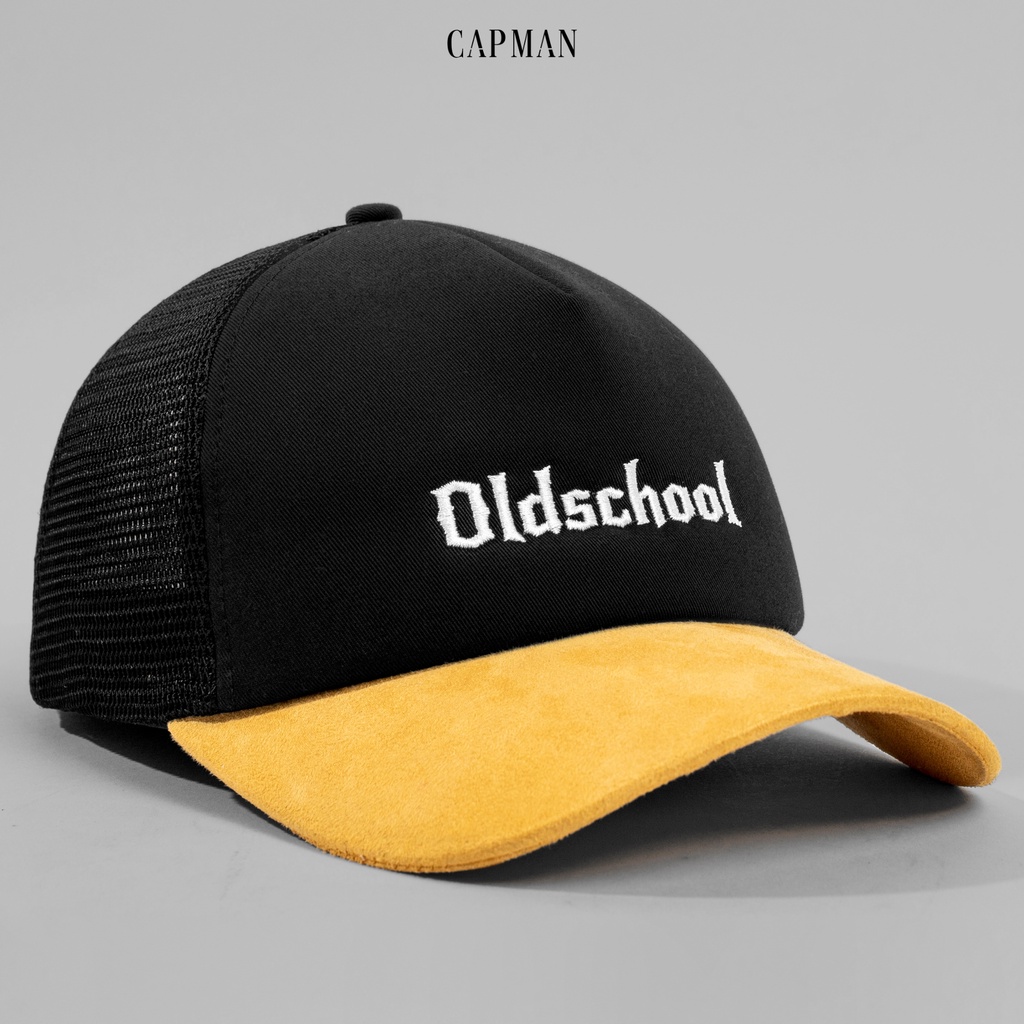 Mũ lưỡi trai thể thao Old School CAPMAN màu đen vàng CM36