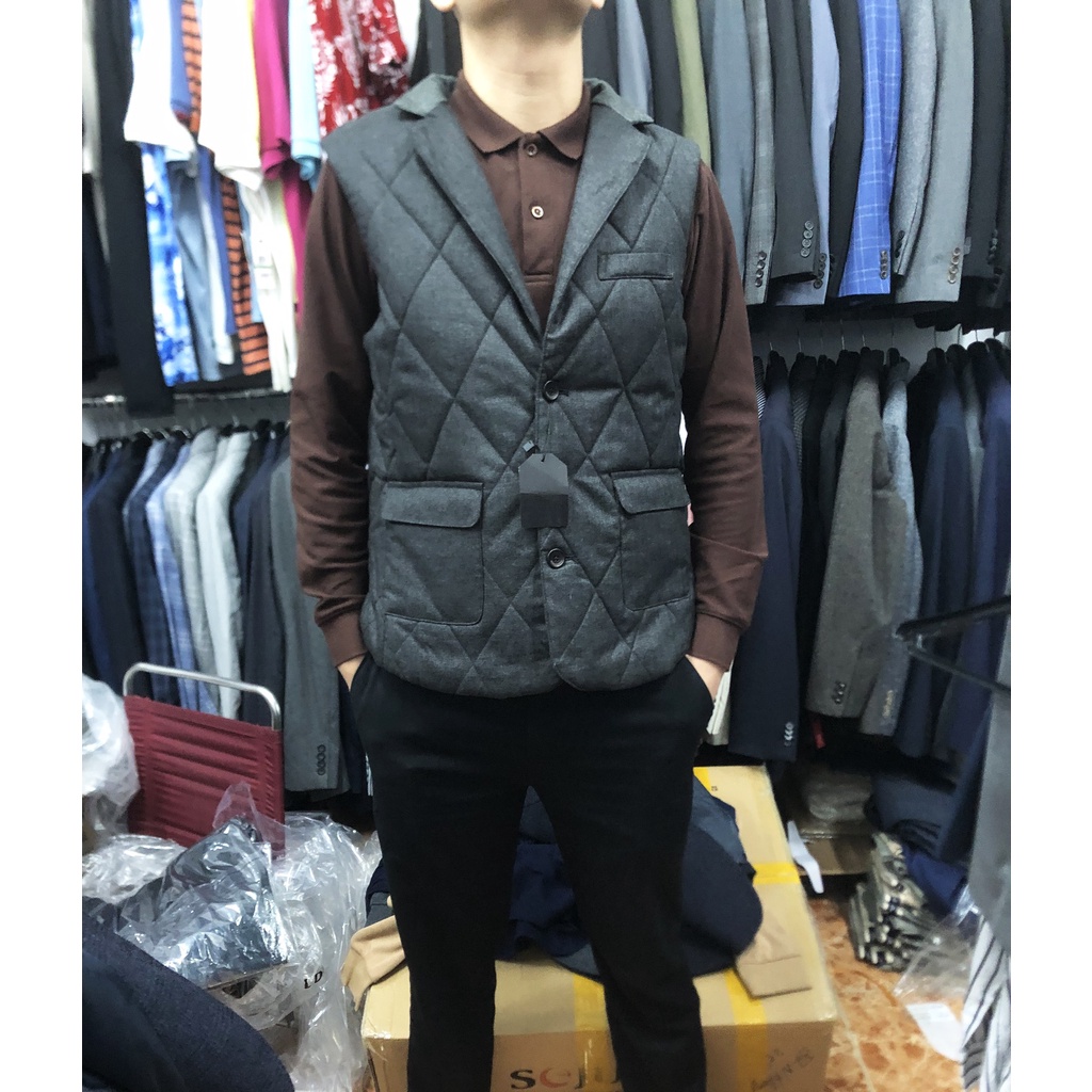 Áo gile chần bông kiểu cổ vest