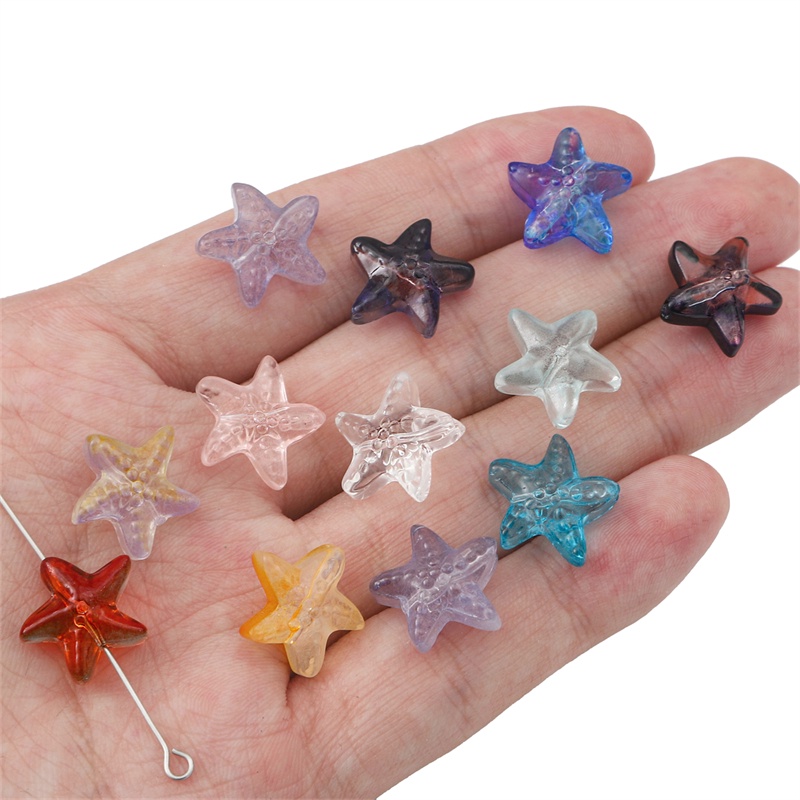 Túi Hạt Thủy Tinh Hai Màu 15X14mm Hình Sao Biển Nhỏ Làm Trang Sức Thủ Công diy