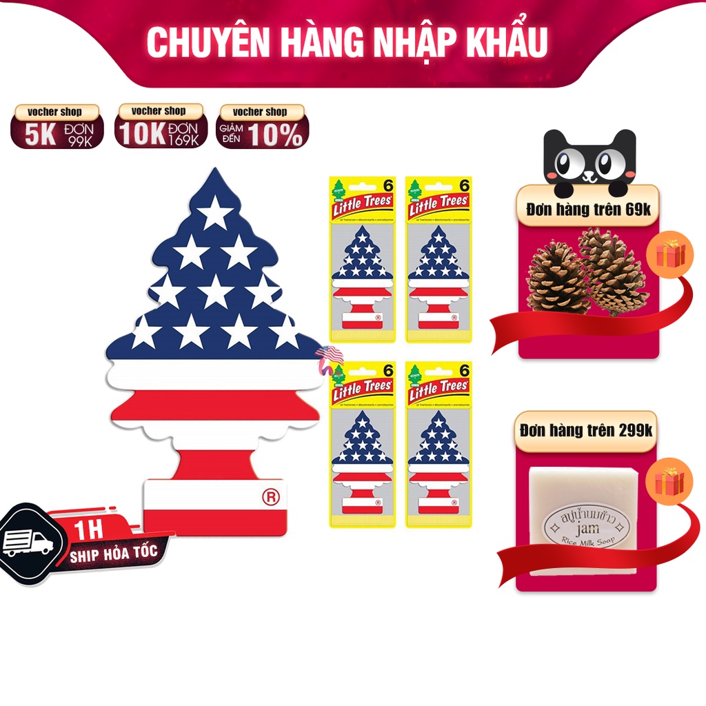 Cây thông thơm khử mùi LITTLE TREES Mỹ khử mùi hôi trong xe oto, tủ quần áo lưu hương cực lâu