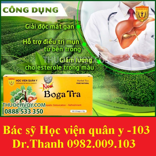 Trà Bogatra HVQY (Trà Boga tra) - Học viện Quân Y (MẪU MỚI HỘP 20 GÓI)