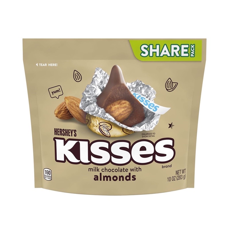 Socola Sữa Hạnh Nhân Hershey's Kisses Milk Chocolate with Almonds 283g