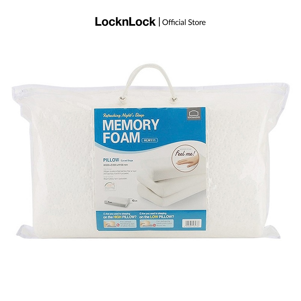 Gối Memory foam ruột cao su mút hoạt tính thoáng khí non 50D Lock&Lock - HLW111