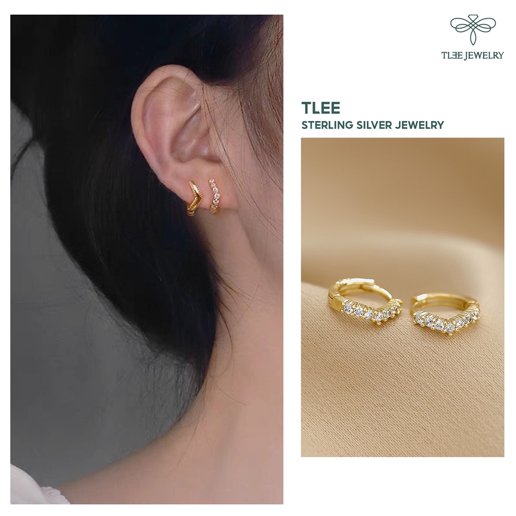 Khuyên tai bạc nữ TLEE tròn phong cách cá tính mix theo set phong cách Hàn Quốc TleeJewelry B0109