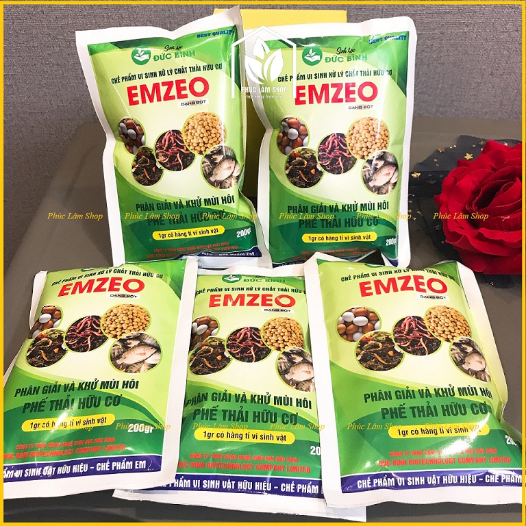 Chế phẩm vi sinh EMZEO xử lý rác thải hữu cơ 200gr khử mùi hôi, sinh hoạt chất tốt cho MT