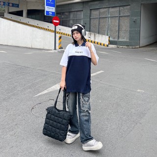 Local Brand Ree - Áo Polo Basic Trắng Phối Navy