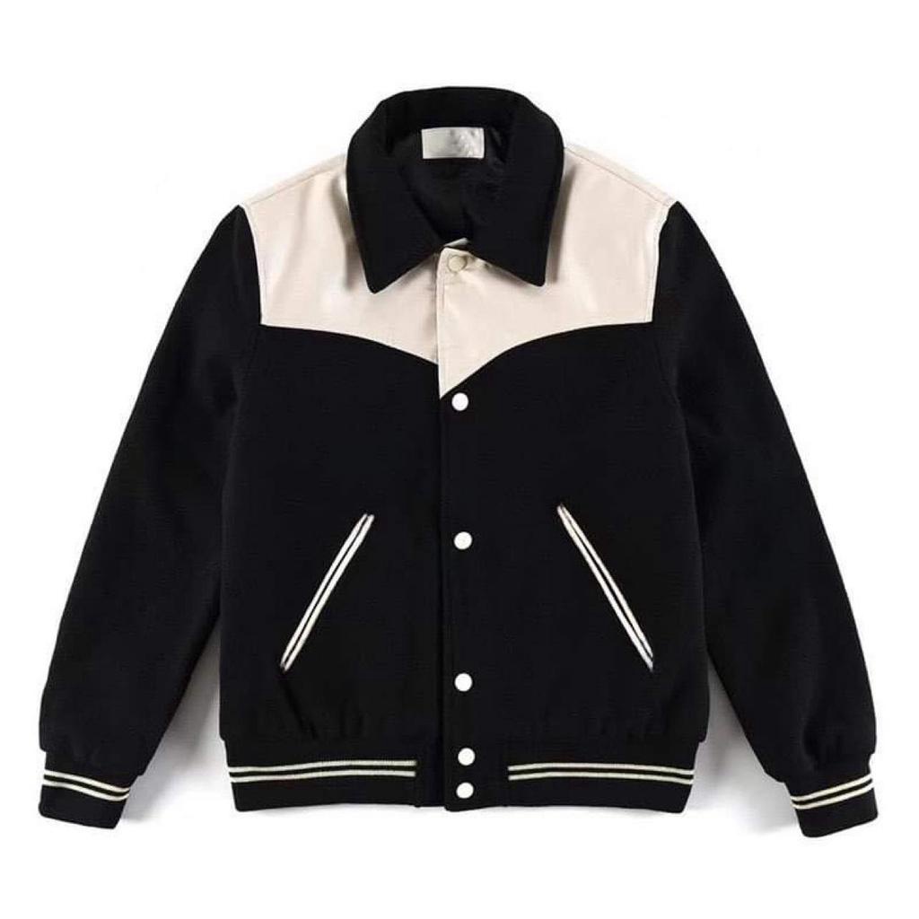 Áo khoác Varsity Jacket Mix Box, Áo khoác dạ phối da Unisex