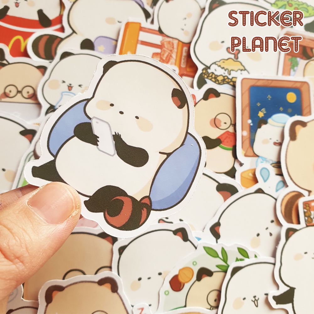 Sticker gấu trúc đỏ đáng yêu trang trí mũ bảo hiểm, đàn, guitar, ukulele, điện thoại