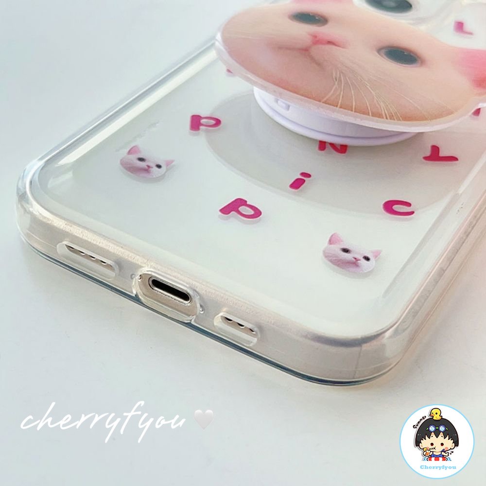 Ốp Điện Thoại TPU Mềm Chống Bụi Chống Sốc Có Giá Đỡ Hình Đầu Mèo Cho IPhone 14 13 12 11 Pro Max