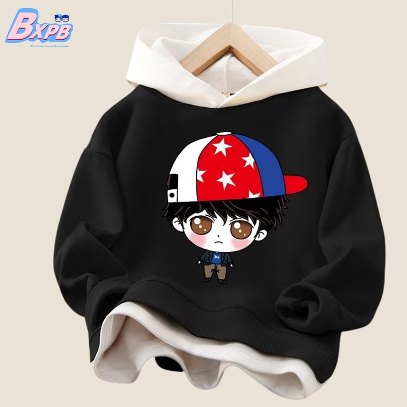 Áo hoodie BXPB giả hai lớp dáng rộng thời trang mùa thu dành cho trẻ em 3-15 tuổi