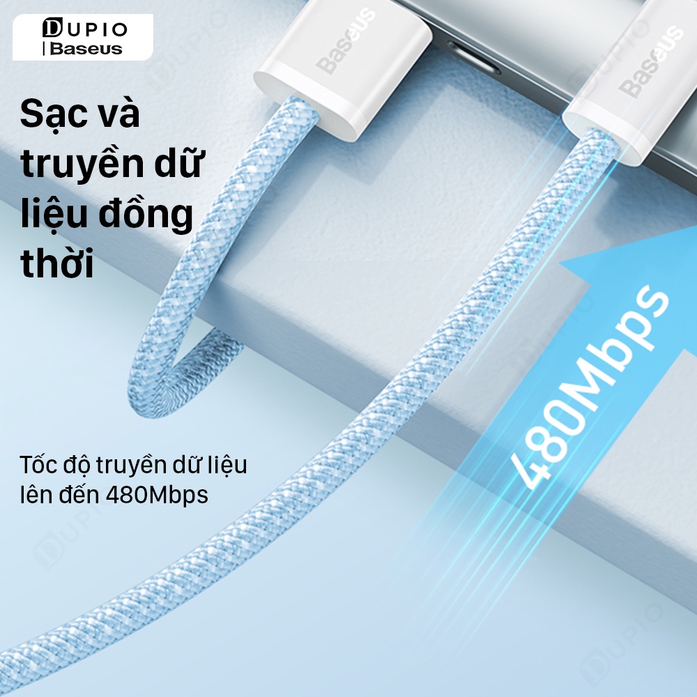 Dây sạc nhanh DUPIO Baseus DS01 cáp usb type c IP chính hãng bọc dù 18w 20w truyền dữ liệu