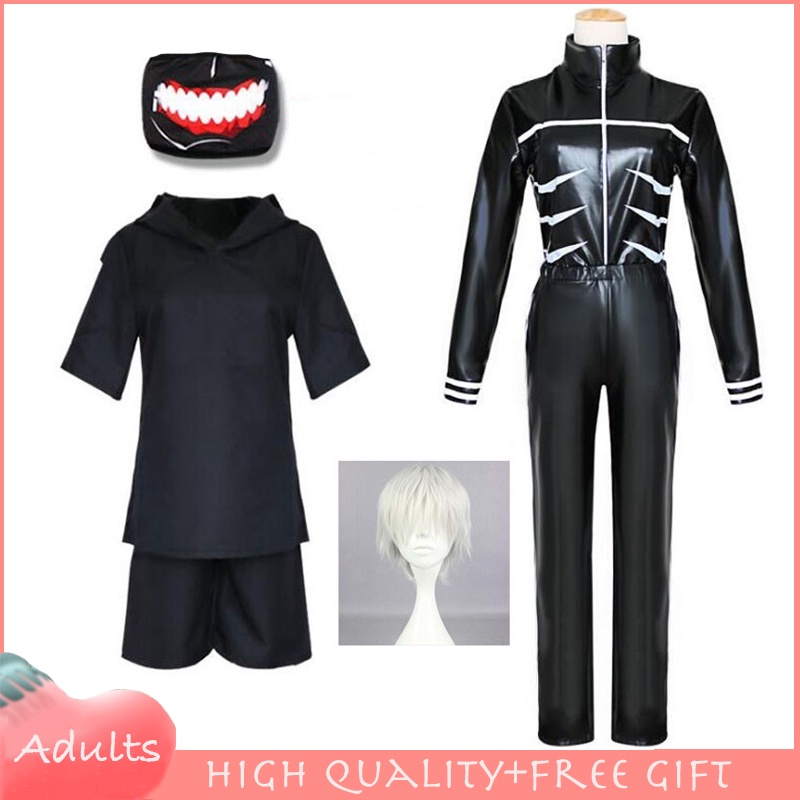 Set Đồ Hóa Trang Nhân Vật Ken Kaneki Trong Tokyo Ghouls Gồm Áo Khoác Đen + Quần Short + Mặt Nạ Hóa Trang Nhân Vật Trong Phim Hoạt Hình
