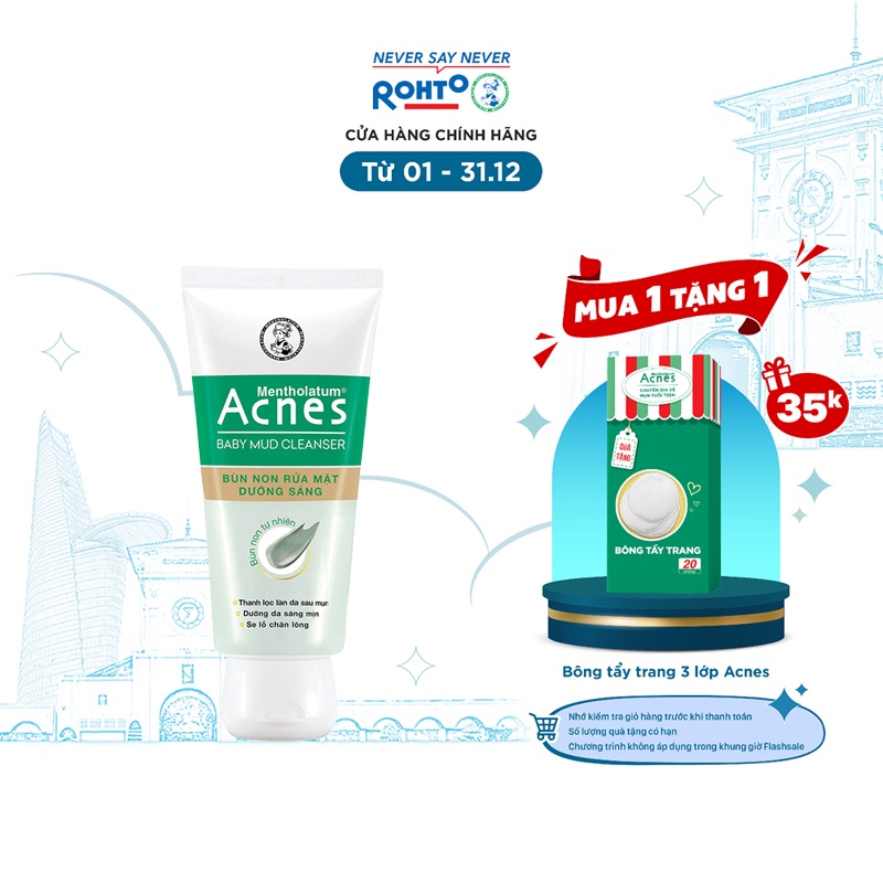 Bùn non rửa mặt dưỡng sáng Acnes Baby Mud Cleanser 100g