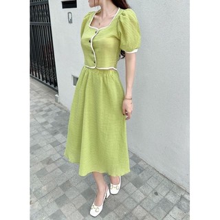 Set caro xanh cổ vuông (kèm hình thật)