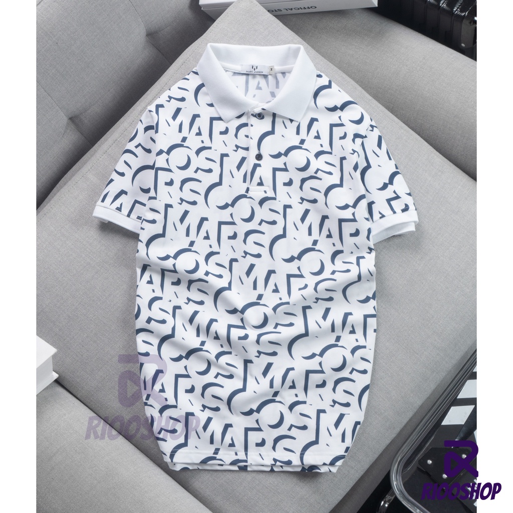 Áo polo nam họa tiết, áo phông nam có cổ vnxk tay ngắn thiết kế cao cấp, đẹp màu trắng, hồng, xanh rêu RIOOSHOP RSP080