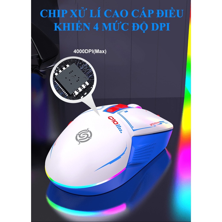 Chuột có dây chuyên game K-SNAKE Q10 có đèn led RGB 5 chế độ với tốc độ chuột lên đến 4000DPI - NK