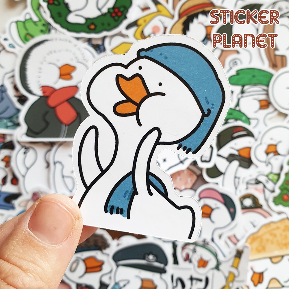 Sticker vịt troll trang trí mũ bảo hiểm, đàn, guitar, ukulele, điện thoại