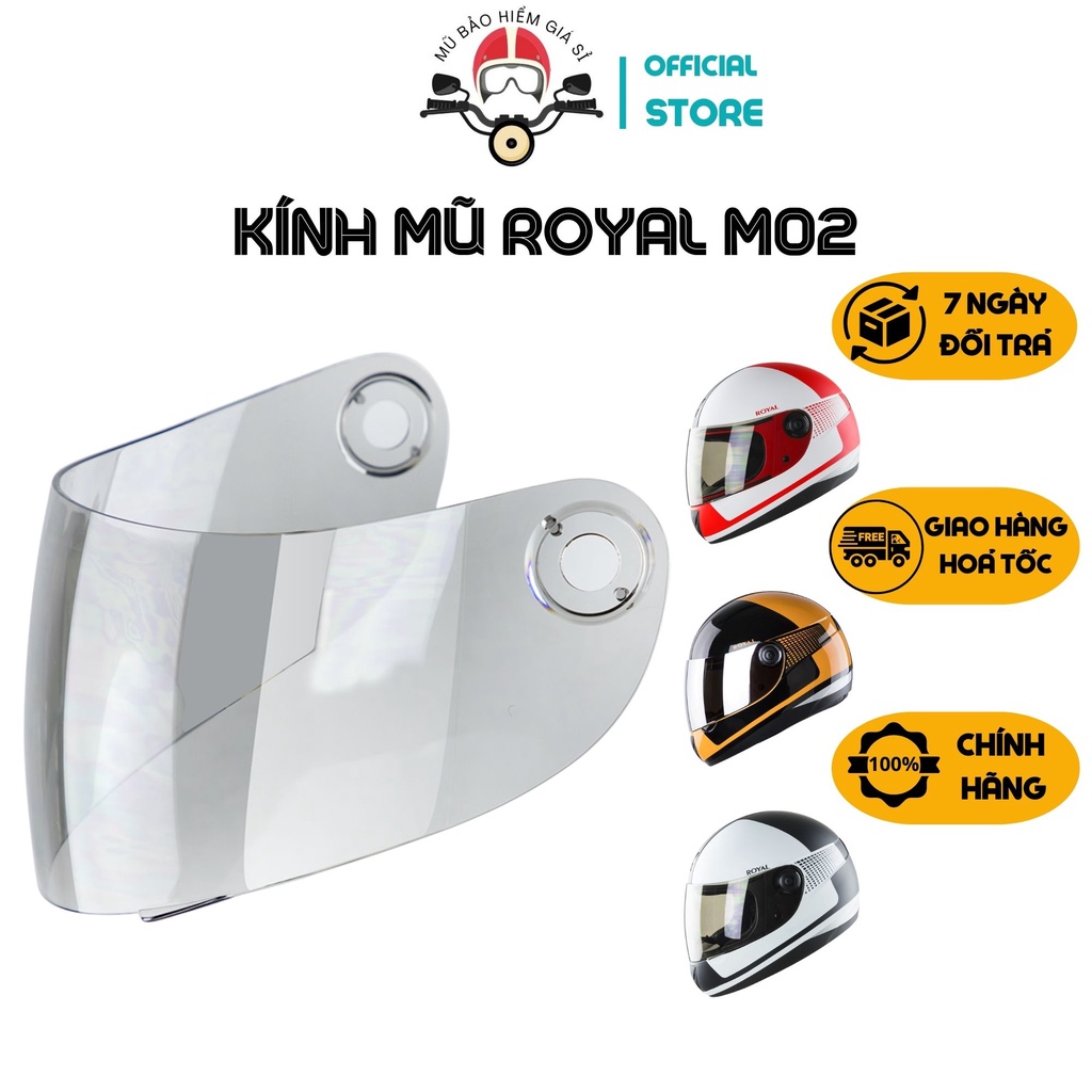 Phụ kiện Kính thay thế cho mũ nón bảo hiểm Royal M02 mầu trà khói chính hãng