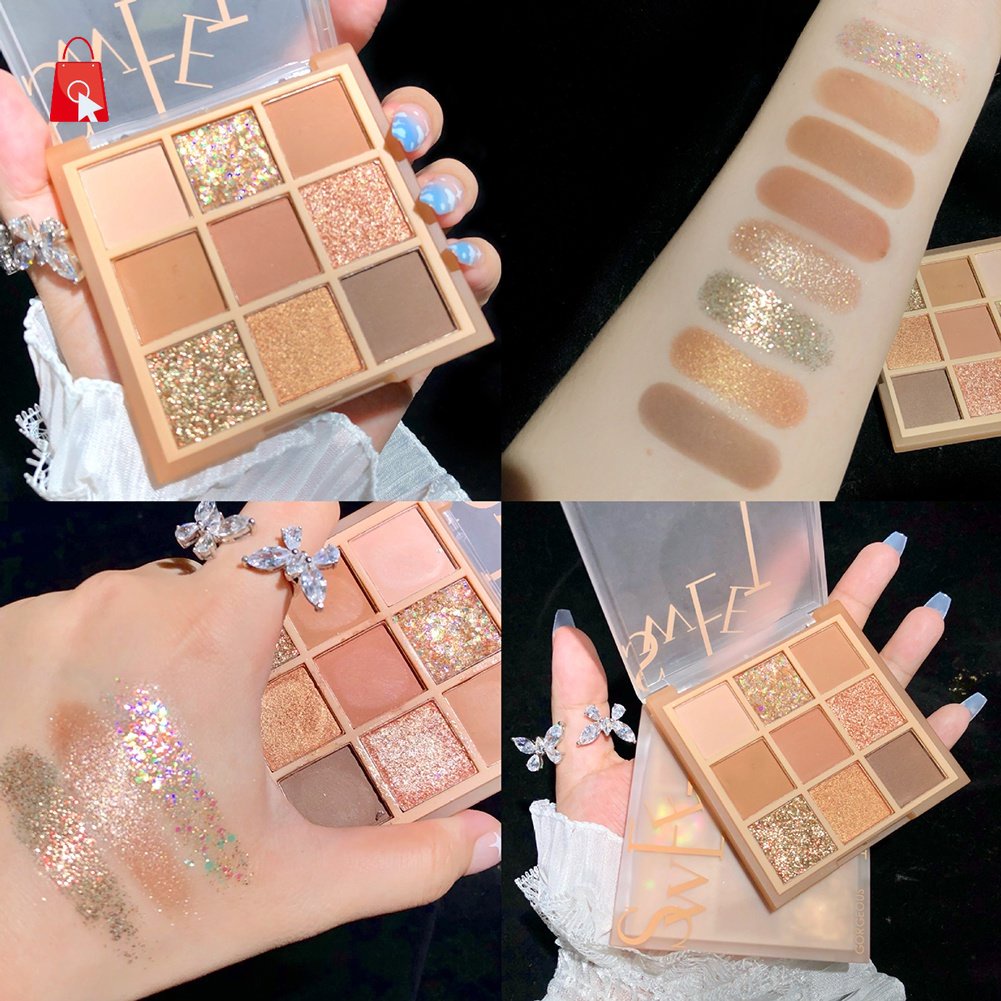 Bảng Phấn Mắt 9 Màu Lì / Nhũ Ngọc Trai Dùng Hàng Ngày Beauty Glazed