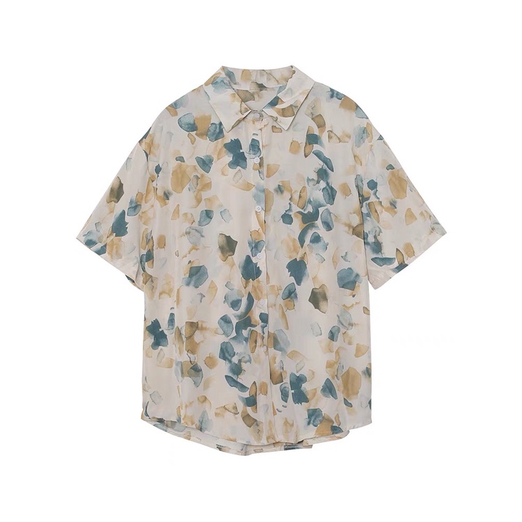 Áo Sơ Mi Tay Ngắn In Họa Tiết Hoa Phong Cách Cổ Điển Thời Trang Cho Nữ