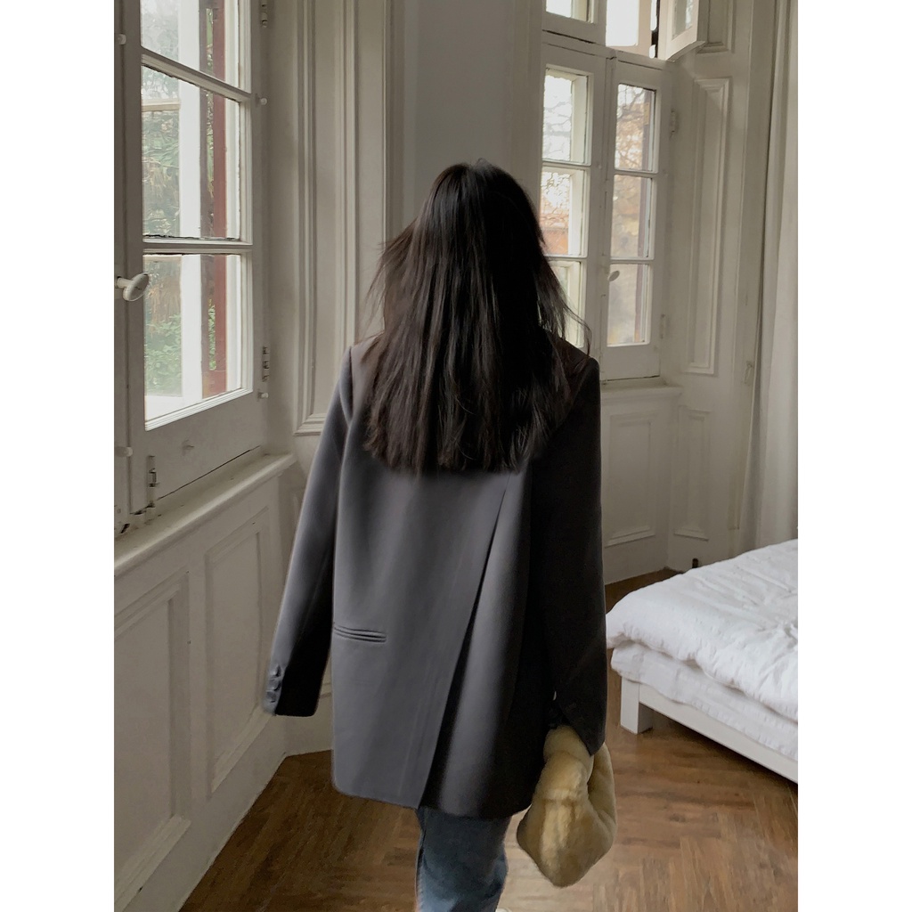 Áo Khoác Vest Dáng Rộng Xẻ Tà Sau Phong Cách Hàn Quốc Thời Trang Xuân Thu 2022 Mới Cho Nữ