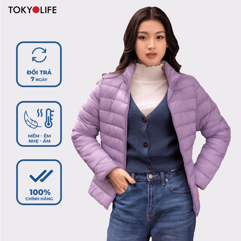 Áo khoác phao chần bông siêu nhẹ siêu ấm NỮ cổ cao dài tay TOKYOLIFE C9JCK002L và N1/C9JCK002L