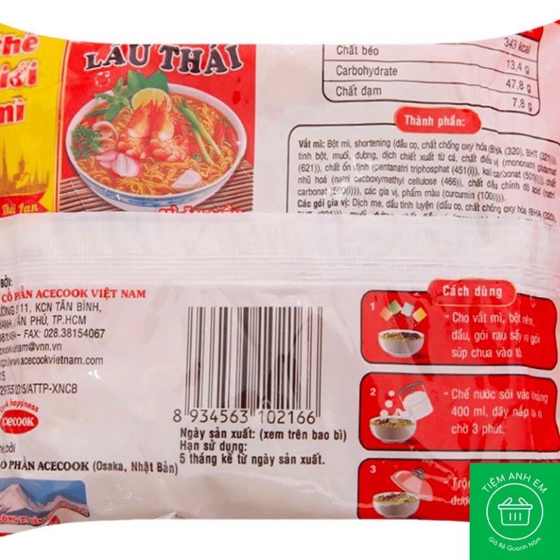 Mì Lẩu Thái tôm gói 80g