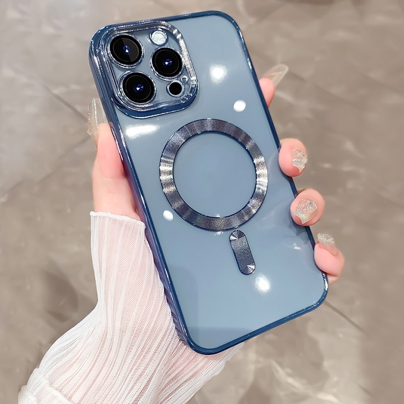 Ốp Điện Thoại Nam Châm Trong Suốt Mạ Viền Sang Trọng Dành Cho iPhone 12 Pro Max 11 Pro Max